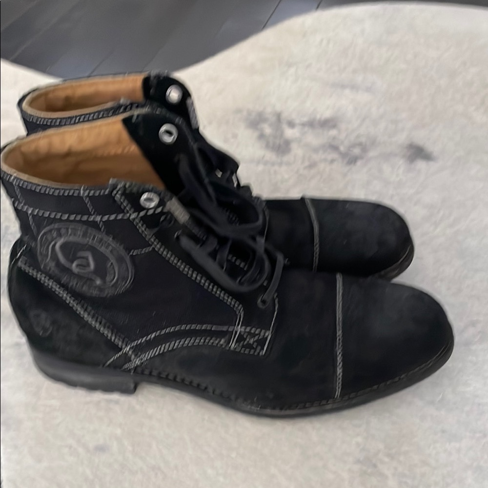 Black Lace-Up Ankle Boots